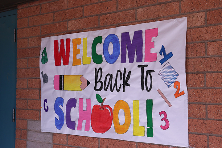 A colorful banner reading Welcome Back to School!