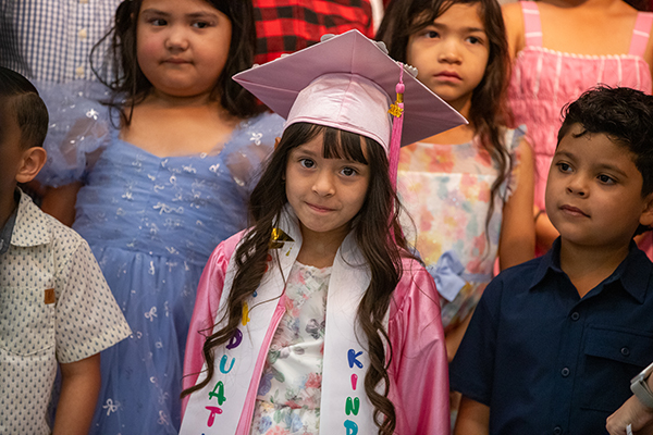 Kinder students on stage during their concert